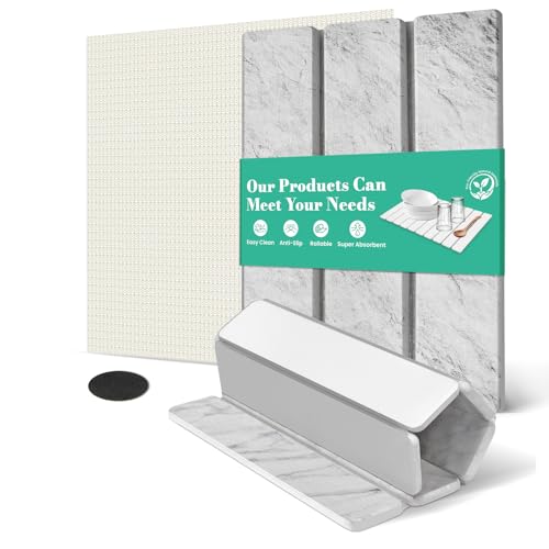 Stone Dish Drying Mat Collapsible Diatomaceous Earth Absorbent Mat Quick Dish Drying Pad Dish Rack Pad Match Any Counter to Multiple Usage for Kitchen