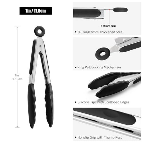 Kitchen Tongs with Silicone Tips for Cooking Serving