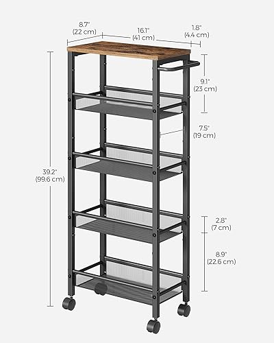 5 Tier Slim Rolling Storage cart with Wheels