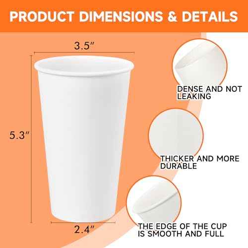 200 Pack 16 oz Disposable Paper Coffee Cups (200 Count)