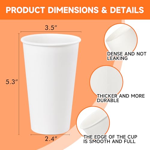 100 Pack 16 oz Disposable Paper Coffee Cups (100 Count)