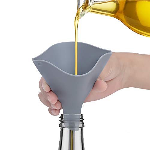 Fan Shaped Silicone Funnel for Filling Bottles Collapsible Funnel for Kitchen Use Foldable Funnels for Water Bottle Liquid Transter Food Grade for PowderFDA Gray