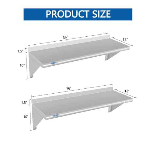 HARDURA 2 Pack Stainless Steel Shelf 12" X 36" (2 Count)