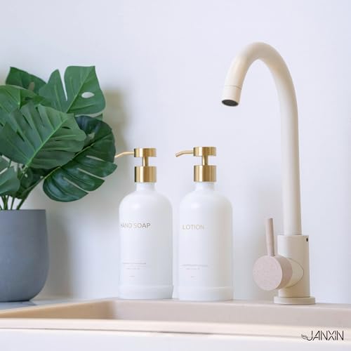 Glass Kitchen Soap Dispenser Set with Ceramic Tray (2 Count)