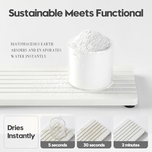 2PCS Diatomite Quick Stone Drying Tray Mat for Bathroom & Kitchen Counter (2 Count)