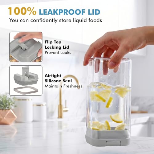 6 PC 1.2L Airtight Food Storage Containers with Lids BPA Free Plastic (6 Count)