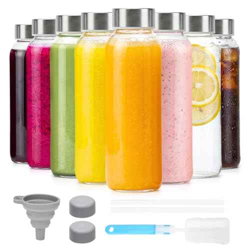 Glass Water Bottles with Lids 16 oz
