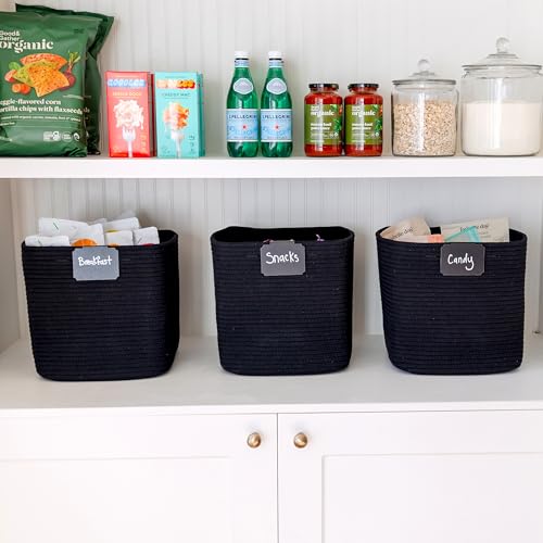Storage Cubes 11 Inch Cotton Rope Woven Baskets for Organizing (3 Count)