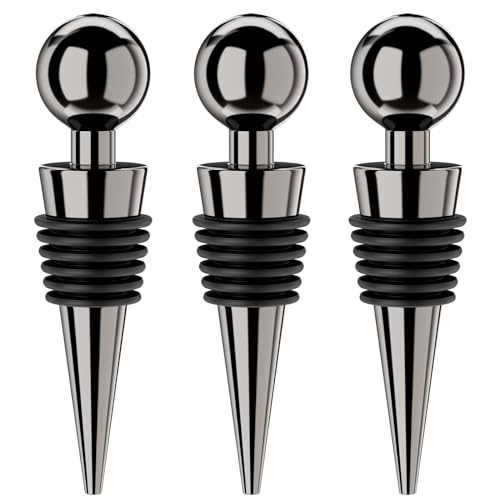 Wine Stoppers for Wine Bottles 3Pcs Vacuum Wine Bottle Stopper with Silicone Reusable Wine Corks (3 Count)