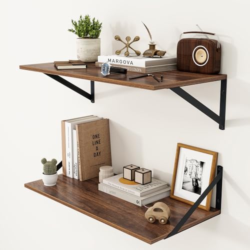 24W x 12D Deep Floating Shelves Set of 2 Walnut