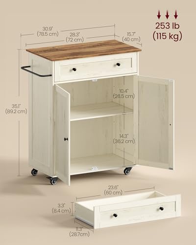 Mobile Kitchen Wooden Island Cart with Storage for Dining Room