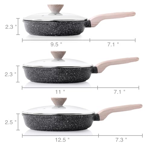 Nonstick Frying Pan Skillet Set with Lid (3 Count)
