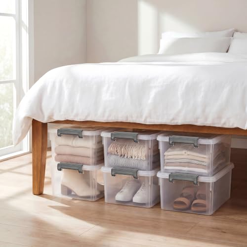 17 QT Plastic Storage Bins with Latching Lids Stackable Storage Containers for Organizing Large Clear Storage Box for Garage (4 Count)