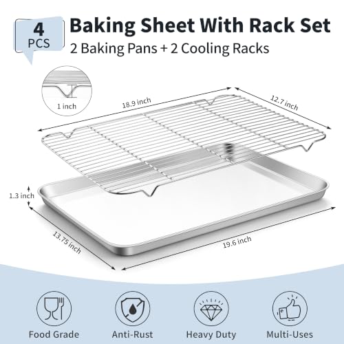 Stainless Steel Baking Sheet with Rack Set (4 Count)