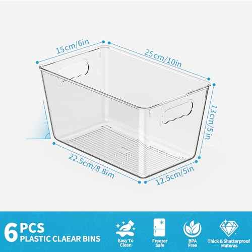 Clear Fridge Organizer Bins with Handles