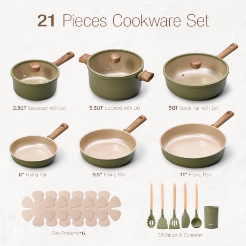 21pcs Ceramic Cookware Set