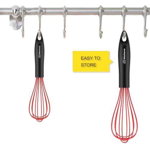 Silicone Whisk Set 8" 10" Kitchen Whisk Red (2 Count)