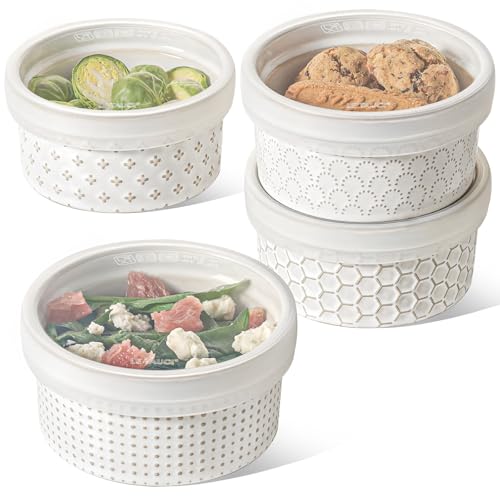 Ramekins Oven Safe with Lids (4 Count)