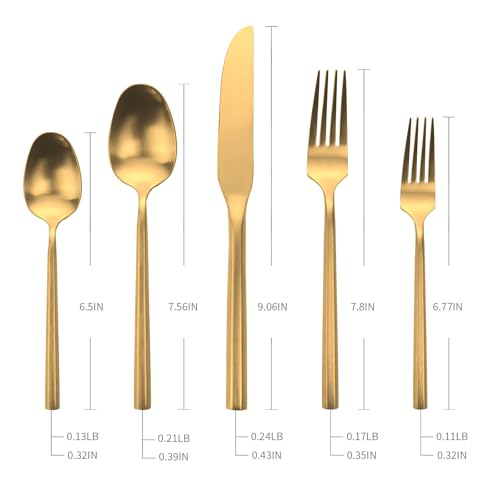 Matte Gold Silverware Set Hexagon Handle 60