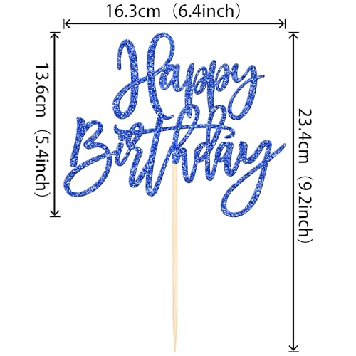 1 PCS Glitter Happy Birthday Cake Topper for Celebrating Anniversary Theme Party Cake Decorations Supplies Dark Blue