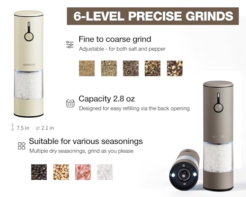 Stainless Steel Rechargeable Electric Salt and Pepper Grinder Set