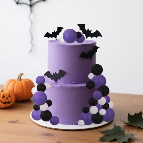 40 pcs Foam Ball Halloween Cake Toppers with Sticks Perfect for Graduation Halloween Cake Decor Birthday Graduation Congrats 2026 Cake Decoration Wednesday Theme Party (40 Count)