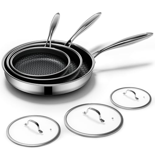 Non Stick Frying Pans Set with 3 Lid