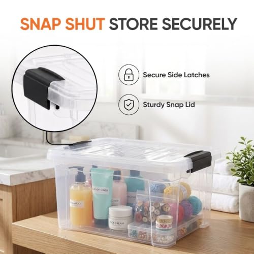 6.6 Quart Clear Plastic Storage Boxes with Lids
