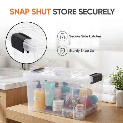 6.6 Quart Clear Plastic Storage Boxes with Lids