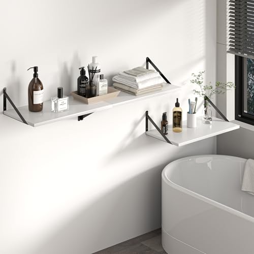 40W x 12D Deep Floating Shelves Set of 2 White (2 Count)