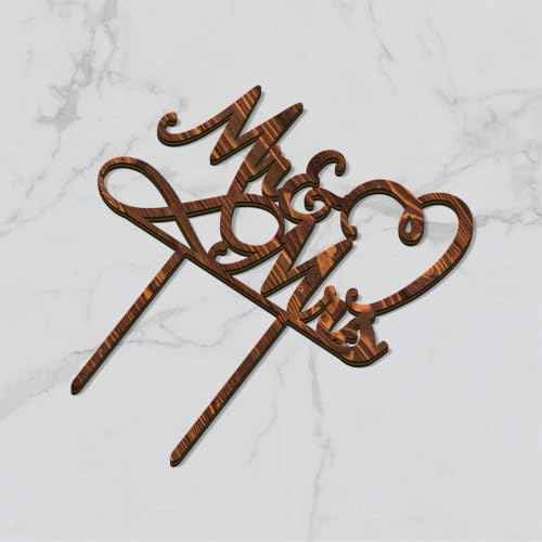 Mr & Mrs Wedding Cake Topper in Wood