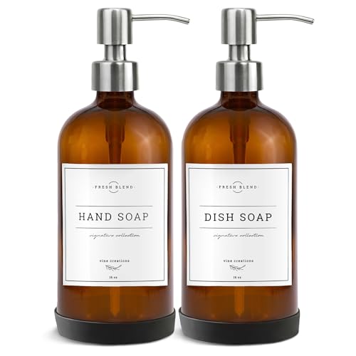 Amber Glass Soap Dispenser (2 Count)