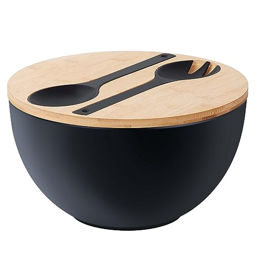 11.3" Extra Large Salad Bowl with Wooden Lid & Servers (208 Count)