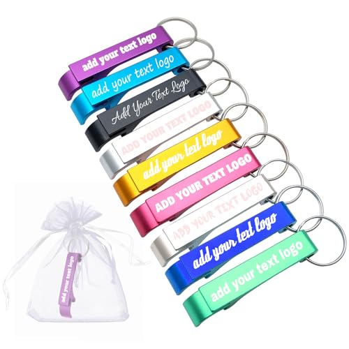 60pcs Personalized Bottle Opener Keychain Custom Aluminum Beer Bottle Opener Engraved Any Text (60 Count)