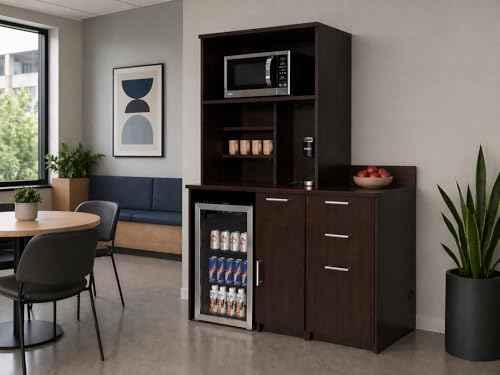 Upper Hutch Cabinet with Mini Fridge Space
