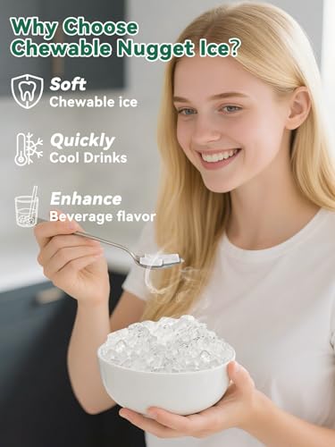 Commercial Nugget Ice Maker Machine with 12Lbs Storage Bin