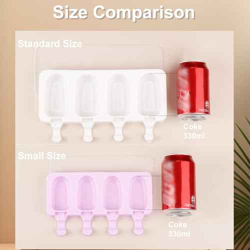 3 Set Violet Samll Popsicles Molds with Lids and 100 Pieces Wooden Popsicles Sticks (3 Count)