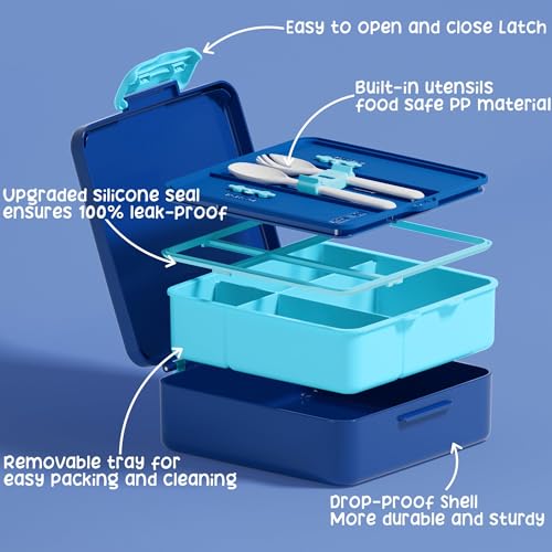Kids Bento Snack Lunch Box with 4 Compartment (7 count)