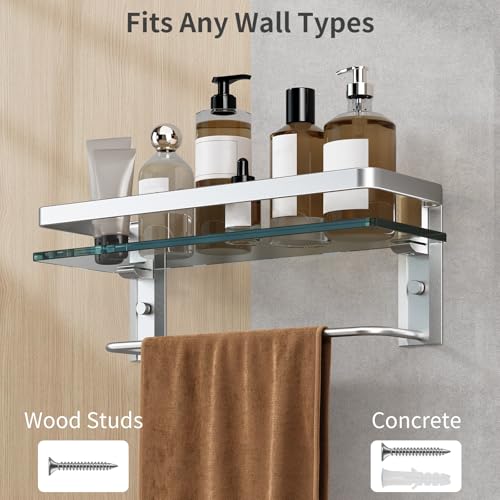 Bathroom Wall Shelf with Towel Bar