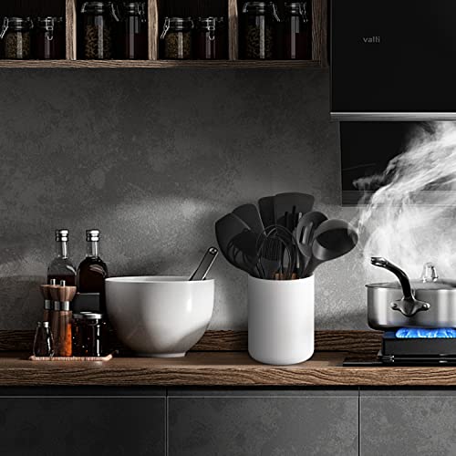 White Large Utensil Holder for Kitchen Counter