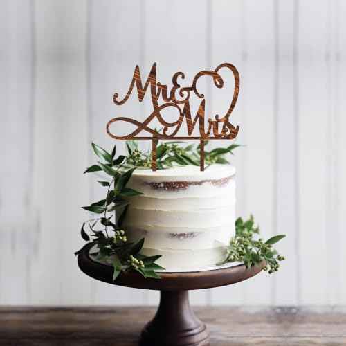 Mr & Mrs Wedding Cake Topper in Wood