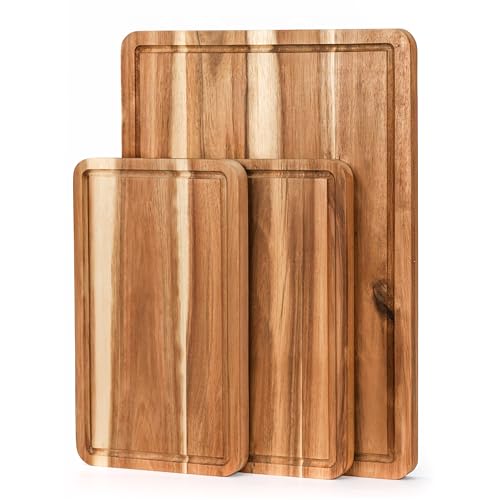 Acacia Wood Cutting Board Set of 3 for Kitchen (3 Count)