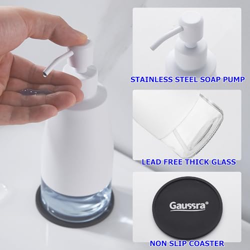White Soap Dispenser with Coaster and Stickers