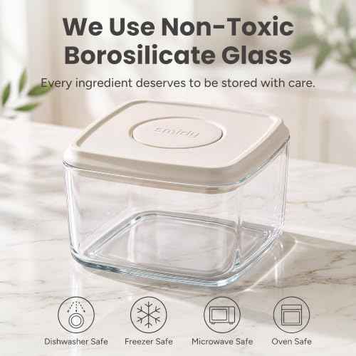 Glass Airtight Food Storage Containers with Pop Lids (5 Count)