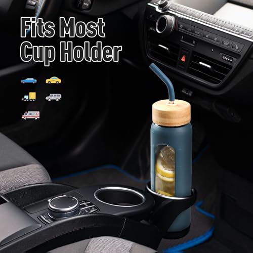 24oz Glass Water Bottle with Straw and 2 Lids
