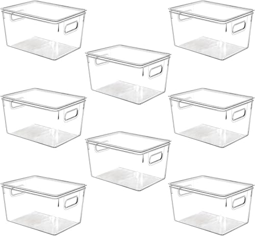 Clear Plastic Stackable Storage Bins with Lids (8 Count)