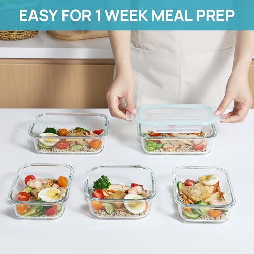8 Pack Glass Food Storage Containers with Airtight Lids (8 Count)
