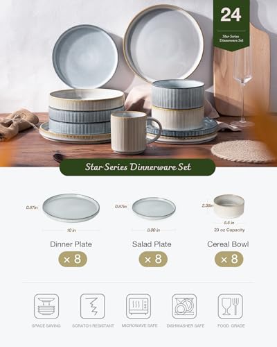 Star Stoneware Dinnerware Sets for 8 (24 Count)