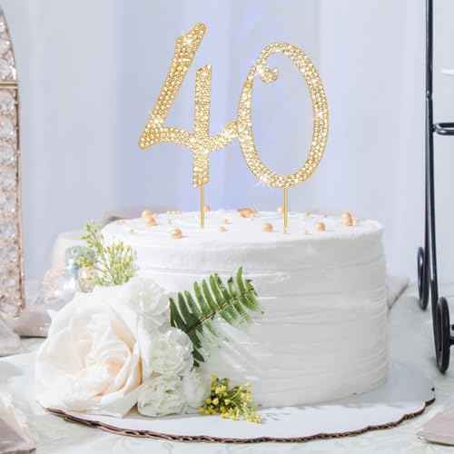 Gold Cake Topper 40th Birthday Decorations Women 40th Birthday Cake Topper