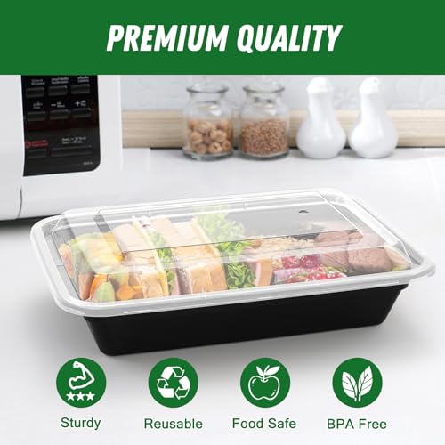 50 Pack (100-Piece) 28 oz Meal Prep Containers Reusable with Lids (50 Count)